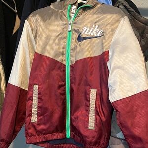 Nike Kids Burgundy and Cream Puffer Jacket
